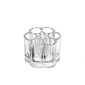 Transparent Acrylic 6 Holes Flower Form Makeup Brush Organizer Storage Cosmetic Plastic Box Lipstick Rack Small