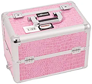 Craft Accents E3302 Professional Aluminum Cosmetic Makeup Case, Pink Crocodile, 144 Ounce