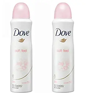 2 Pack Dove Soft Feel Antiperspirant Deodorant Spray, 150ml Each