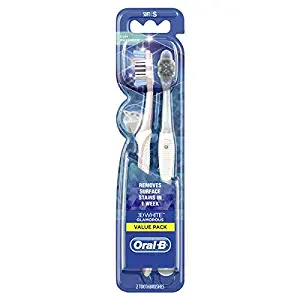 Oral-B 3D White Glamorous Manual Toothbrush with Soft Bristles, 2 Count