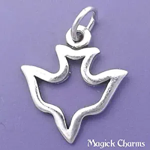 Sterling Silver DOVE Of Peace Outline Charm Bird Pendant - lp3842 Jewelry Making Supply Pendant Bracelet DIY Crafting by Wholesale Charms