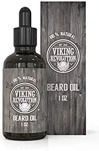 Viking Revolution Beard Oil Conditioner - All Natural Unscented Organic Argan & Jojoba Oils – Softens, Smooths & Strengthens Beard Growth – Grooming Beard and Mustache Maintenance Treatment, 1 Pack