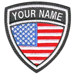 USA Custom Crest Flag Name Embroidered Sew on Patch