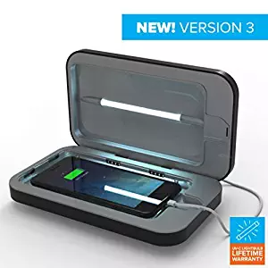 PhoneSoap 3 UV Cell Phone Sanitizer and Dual Universal Cell Phone Charger | Patented and Clinically Proven UV Light Sanitizer | Cleans and Charges All Phones - Black