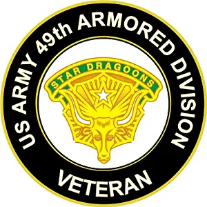 Military Vet Shop U.S. Army 49th Armored Division Unit Crest Veteran Window Bumper Sticker Decal 3.8"