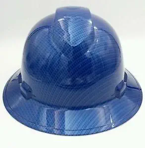 Wet Works Imaging Customized Pyramex Full Brim Candy Blue Carbon Fiber Hat With Ratcheting Suspension