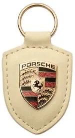 Porsche Genuine OEM White Leather Crest Key Chain