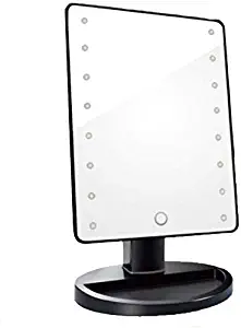 HJJ Make-up Mirror with 16 LED Lights and Touchscreen dimmable, 180 ° Rotating Battery USB Dual Power Adapter, Rose red