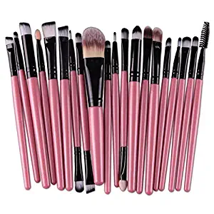 20 pcs Makeup Brush Set tools Toiletry Nylon Hairs Cosmetic Brushes (Pink)