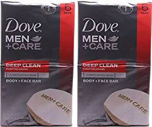 Dove Men+Care, Deep Clean Body + Face Bar, 4 Ounce, 6 Count, (Pack of 2)…