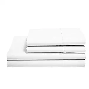 100% Cotton Sheets - Real 800 Thread Count King 4 Piece Bed Sheet Set - Soft & Smooth Hotel Luxury 4pc Sheet Set Solid 15 inches Deep Pocket (King, White)