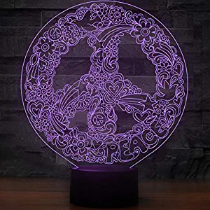 Art Peace Dove Sign Shape 7 Color Led Night Lamps for Kids Touch Led USB Table Baby Sleeping Nightlight
