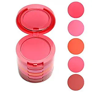 Vodisa Waterproof 5 Color Blusher Palette with Makeup Blush-Face Makeup Cheek Color Blusher-Professional Beauty Cosmetics Make Up Blushing Kit-Face Pressed Powder Baked Mineral Cream Blush Set