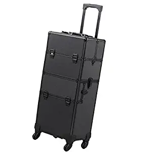 CHIMAERA 4-Wheel Rolling 2-in-1 Makeup Train Cosmetic Case Black