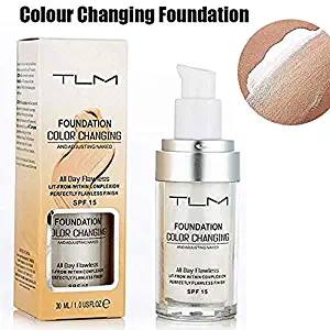 TLM Flawless Colour Changing Foundation Makeup Base Warm Skin Tone Nude Face Liquid Moisturizing Cover Concealer for Girls Women SPF 15 30 ml