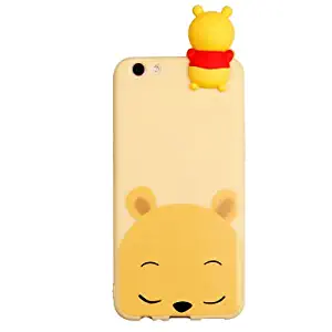 Ultra Slim Fit Soft TPU Yellow Winnie the Pooh Bear Case for iPhone 6 6s iPhone6 iPhone6s Regular Size 4.7 Screen 3D Disnely Cartoon Doll Ultrathin Protective Cute Lovely Gift Kids Boys Teens Girls