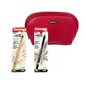 Rimmel London ‘Scandaleyes’ Waterproof ‘Kohl Kajal’ Eye Liner in Two Colors Nude and Black with Deep Red Draizee Leather Cosmetic Bag