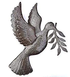 Dove of Peace Recycled Metal Art from Haiti 17 X 17.5 Inches