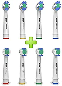 Oral Shine Electric Toothbrush Replacement Heads Compatible with Oral-B Electric Toothbrushes | 4 Floss Action Heads Plus 4 Soft Brush Heads | Remove Plaque And Decrease Gingivitis