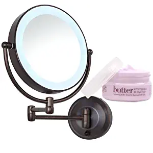 Zadro Oil Rubbed Bronze LEDW810 LED Lighted Wall Mount Mirror and Cuccio Lemongrass & Lavender Body Butter