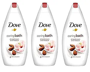 Dove Caring Bath, Almond Cream & Hibiscus Scent With Moisturizing Cream, 16.9 Ounce / 500 Ml (Pack of 3)