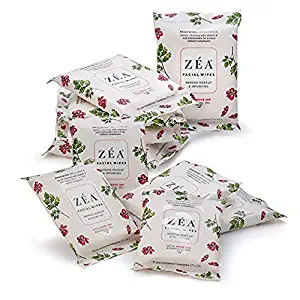 ZEA Makeup Remover Wipes | Infused with Rose Hip Essential Oil | Alcohol-Free & Paraben-Free | 10 Wipes per package | 10 Travel/Purse Packages Total