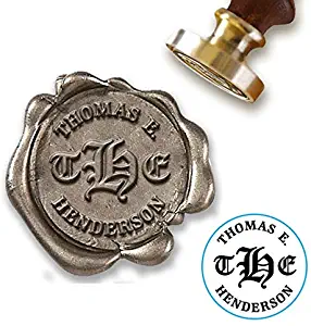 Custom Wax Seal Stamp Kit with Sealing Wax-1" Die-3 Initial Old English Monogram with Name