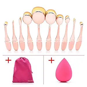 New Dolovemk 10Pcs/Set Makeup Oval Brushes Set Toothbrush-shaped Eyebrow/Foundation/Blusher Brushes Kit for Liquid/Powder/BB Cream