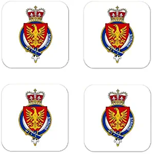 Strong England Family Crest Square Coasters Coat of Arms Coasters - Set of 4