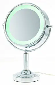 Danielle LED Lighted Two-Sided Makeup Mirror, 15X Magnification, Chrome