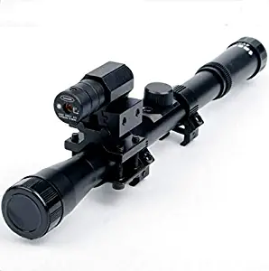 Convenient Store Premium Products 4x20 Rifle Optics Scope Tactical Crossbow Riflescope with Red Dot Laser Sight and 11mm Rail Mounts for 22 Caliber Guns Hunting