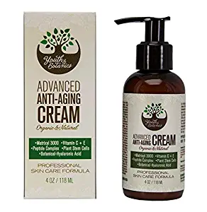 Youth & Botanics Anti-Aging Peptide Face Cream – Organic & Natural Hypoallergenic Moisturizer Day and Night – 4oz