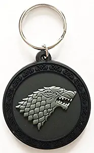 Game of Thrones - Rubber Keychain / Keyring (The Stark House Crest / Sigli / Logo) (Size: 2" x 2")