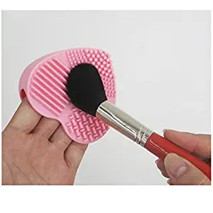 AKOAK Makeup Brush Cleaner Heart Shaped Silicone Multi Texture Surface Cosmetic Brushes Cleaning Necessary Tools Washing Brushegg (1pc,Pink)