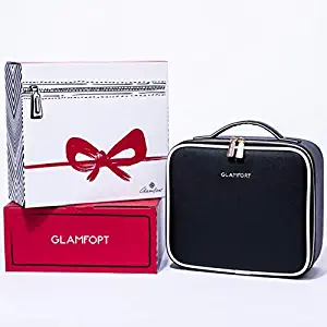 Makeup bag makeup case travel train makeup bag black large capacity with dividers makeup cosmetic bag organizer GLAMFORT