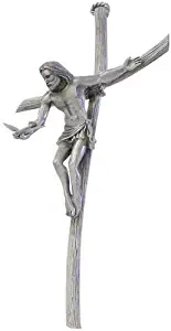 Gift of the Spirit Crucifix Genuine Pewter Wall Cross Jesus with Dove in Hand