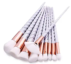 Doffx 10pcs Eye shadow Blusher Powder Fashion Unicorn Design Blending Cosmetic Brush White Hair Unicorn Thread Makeup Brushes SetCosmetic Concealer Makeup Brushes Tools