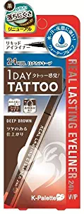 K-palette 1 Day Tattoo Real Lasting Eyeliner, WP 101 Deep Brown, 1 Ounce