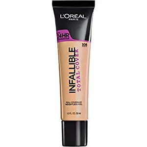 (Pack 2) L'Oréal Paris Infallible Total Cover Foundation, 308, Sun Beige, 1 fl. oz.