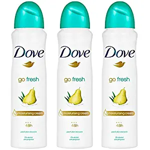 3 Pack Dove Go Fresh Pear & Aloe Antiperspirant Deodorant Spray, 150ml each