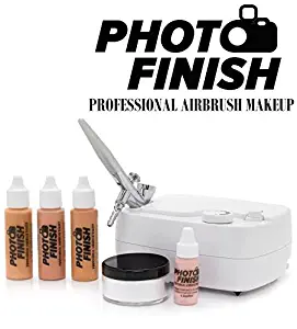 Photo Finish Professional Airbrush Cosmetic Makeup System Kit / Chose Shades- Light Medium or Tan 3pc Foundation Set - Chose Matte or Luminous Finish Kit (Medium- Luminous Finish)