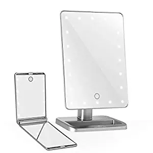 Impressions Vanity Silver Touch XL & Touchup Makeup Vanity Mirrors with LED Lights - Compact Lighted Mirror and Tabletop Makeup Mirror