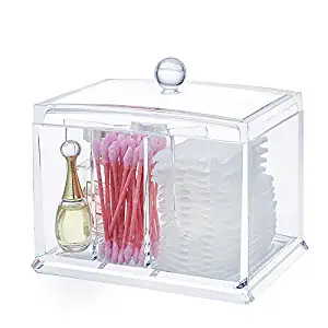 Cq acrylic Concise Cotton Swab Organizer,Cleaning Pad Holder and Swab Storage canisters,5.5 x 4 x4.7inch,Pack of 1