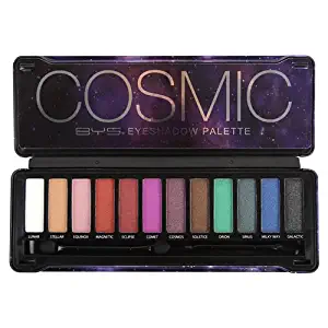 BYS Cosmic Eyeshadow Palette Tin with Mirror & Applicator 12 Shades Shimmer Unicorn Bold Bright Neon Galaxy