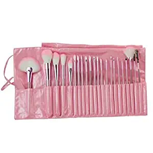 Garrelett 22 Pcs Makeup Brush Set Soft Fiber Wood Cosmetic Brushes Kit Toiletry Kit Pink + Pouch Bag Case