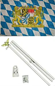 ALBATROS 3 ft x 5 ft Bavaria Bavarian Lion Crest Flag White with Pole Kit Set for Home and Parades, Official Party, All Weather Indoors Outdoors