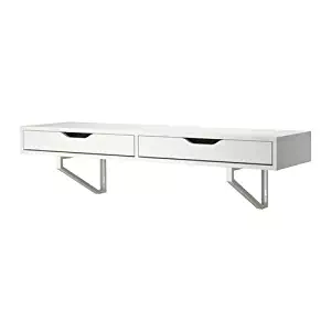 Ikea White Wall Shelf with drawers 46 7/8x11 3/8 ", 20202.142320.3830