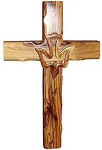 Zuluf Wall Hanging Hand Carved Olive Wood Dove Christian Cross Jerusalem 20cm - CRS019