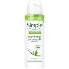 PACK OF 3 - Simple Soothing Antiperspirant Deodorant 125ML Compressed