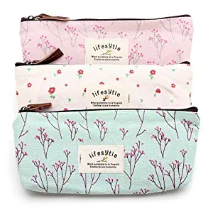 NiceWave Countryside Flower Floral Pencil Pen Case Cosmetic Makeup Bag Set of 3